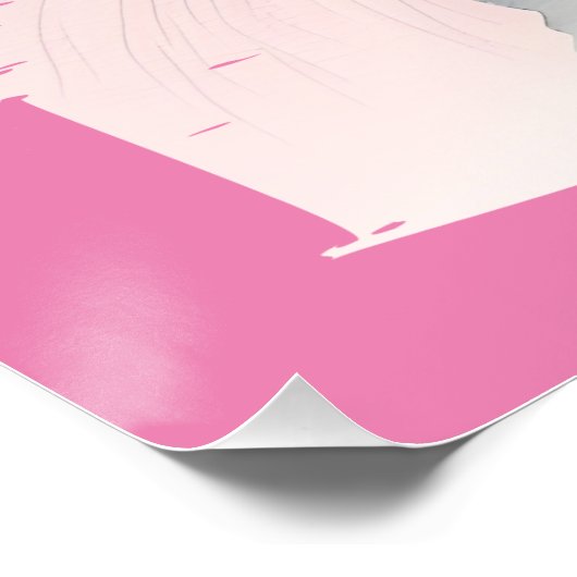 Kat met roze boog glanzend Poster (Hoek)