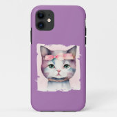  Kat met roze boog iPhone / iPad hoesje (Achterkant)