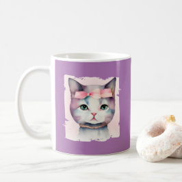 Kat met roze boog Mok