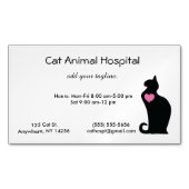 Kat met roze hart magnetisch visitekaartje (Voorkant)