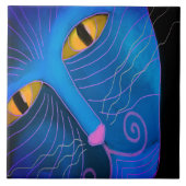 Kat met roze neus Abstract schilderij Tegeltje (Voorkant)