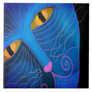 Kat met roze neus Abstract schilderij Tegeltje