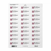 Kat met Roze Rozen Retouradreslabels Etiket (Full Sheet)
