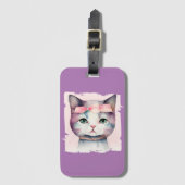 Kat met roze strik Bagagelabel (Voorkant (verticaal))