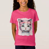  Kat met roze strik T-shirt (Voorkant)