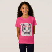  Kat met roze strik T-shirt (Voorkant volledig)