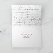 Kat met roze Tulip Birthday Kaart (Binnen)