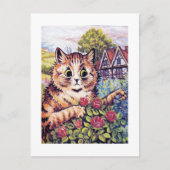 Kat met Rozen, Louis Wain Briefkaart (Voorkant)