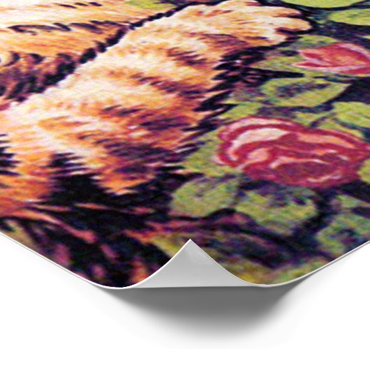 Kat met Rozen, Louis Wain Poster (Hoek)