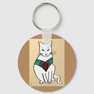 Kat met Ruby Collar Sleutelhanger