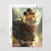 Kat met rugzak. briefkaart (Voorkant / Achterkant)