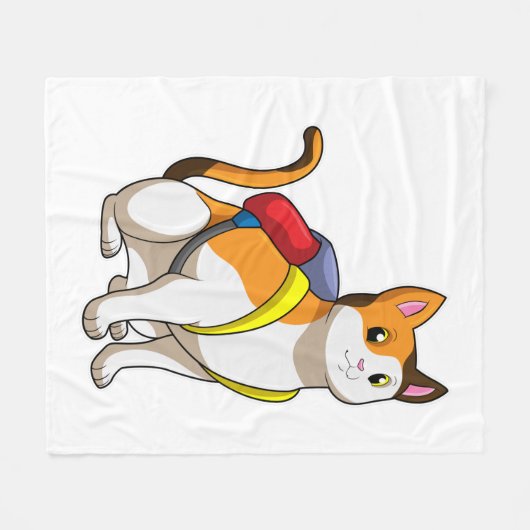 Kat met satchel fleece deken (Voorkant (Horizontaal))