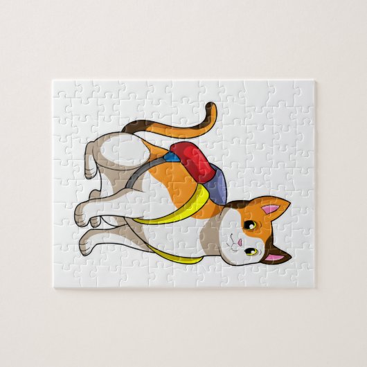 Kat met satchel legpuzzel (Horizontaal)