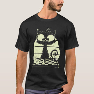 Kat met schaakbord kat spelen schaakspeler t-shirt