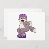 Kat met schaatsen briefkaart (Voorkant / Achterkant)