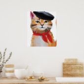 Kat met schilderwerk poster (Keuken)