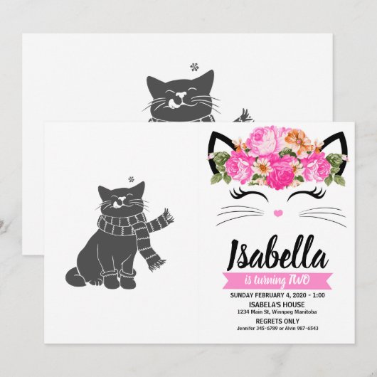 Kat met schoonheidssjaal - Kies achtergrondkleur Kaart (Voorkant / Achterkant)