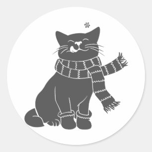 Kat met schoonheidssjaal - Kies achtergrondkleur Ronde Sticker