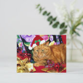 Kat met Sinterklaas Pet - Briefkaart (Staand voorkant)