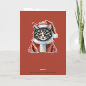 Kat met Sinterklaaspak - Kerst 1 Kaart (Achterkant)