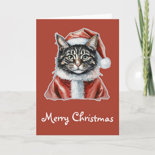 Kat met Sinterklaaspak - Kerst 1 Kaart (Voorkant)