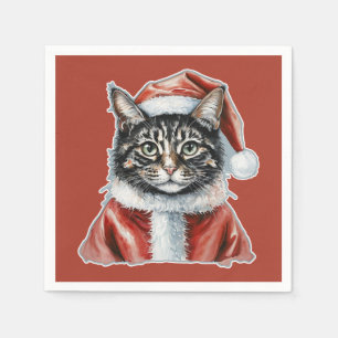 Kat met Sinterklaaspak - Kerst 1 Servet