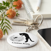 Kat met Sleutelhanger van de vis Bowl (Zijkant)