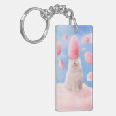 Kat met Snoepjes haar van katoen Sleutelhanger (Voorkant Links)
