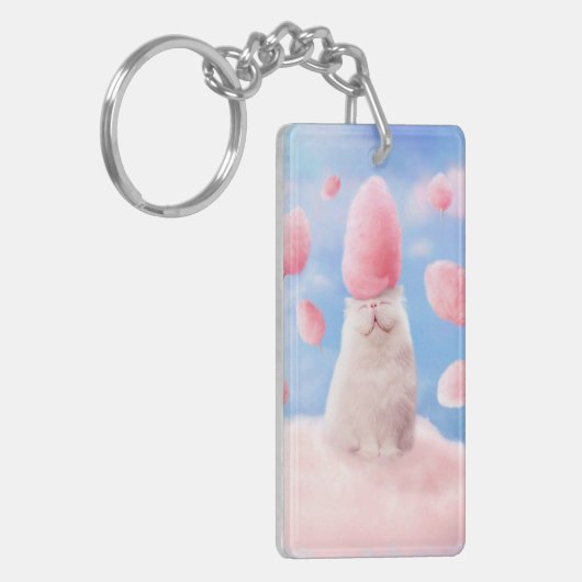 Kat met Snoepjes haar van katoen Sleutelhanger (Voorkant Links)