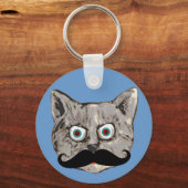 Kat met snor grappig sleutelhanger (Voorkant)