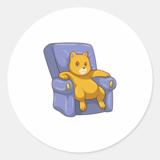 Kat met Sofa Ronde Sticker (Voorkant)
