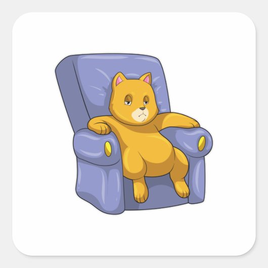 Kat met Sofa Vierkante Sticker (Voorkant)