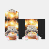 Kat met Sparkler Cupcake Bedankdoosjes (Uitgevouwen)