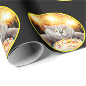 Kat met Sparkler Cupcake Cadeaupapier (Rol Hoek)