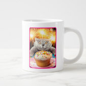 Kat met Sparkler Cupcake Grote Koffiekop (Rechts)