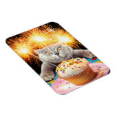 Kat met Sparkler Cupcake Magneet (Rechterzijde)
