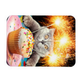 Kat met Sparkler Cupcake Magneet (Horizontaal)