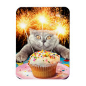 Kat met Sparkler Cupcake Magneet (Verticaal)