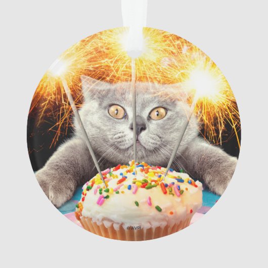 Kat met Sparkler Cupcake Ornament (achterkant)
