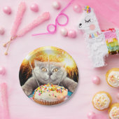 Kat met Sparkler Cupcake Papieren Bordje (Feest)