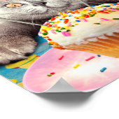 Kat met Sparkler Cupcake Poster (Hoek)