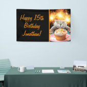 Kat met Sparkler Cupcake Spandoek (Beurs)