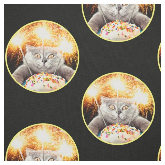 Kat met Sparkler Cupcake Stof (Swatch)