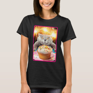 Kat met Sparkler Cupcake T-shirt