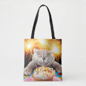 Kat met Sparkler Cupcake Tote Bag (Voorkant)