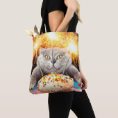 Kat met Sparkler Cupcake Tote Bag (Dichtbij)