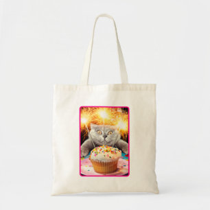 Kat met Sparkler Cupcake Tote Bag