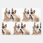 Kat met spiegel  inpakpapier vel (Voorkant)