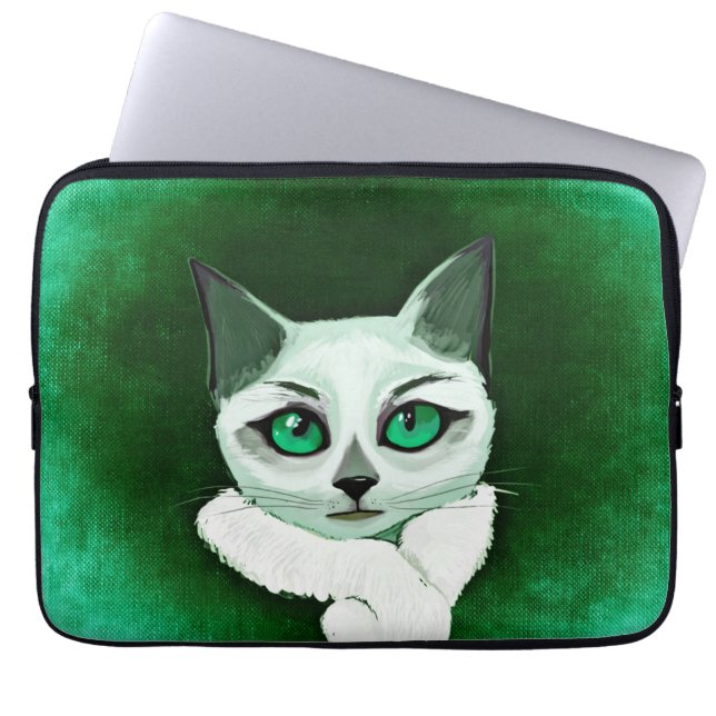 Kat met stand-laptophoes laptop sleeve (Voorkant)
