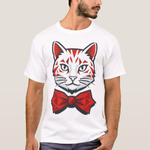 Kat met stijlvolle kledij t-shirt